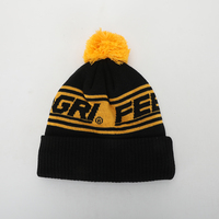 Bonnet unisexe en jacquard acrylique avec logo personnalisé imprimé manchette d'hiver chapeau doublé de plumes accessoires d'hiver