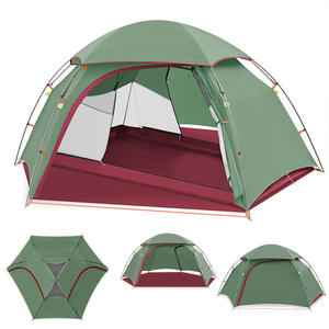 Tente de randonnée quatre saisons YFTB022, double couche, 1-2 personnes, imperméable, pour camping et alpinisme, jaune-vert, 310x210x125cm - Product Image 4