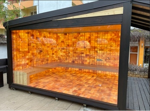 Cabina de Sauna Moderna para Exteriores con Pared de Sal del Himalaya y Paneles de Vidrio - Product Image 5