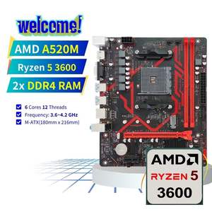 PANDL 新款 AM4 组合套装，适用于 AMD Ryzen 5 3600 支持的游戏电脑，双通道 DDR4 3600MHz 内存，M2 SATA3.0 PCIe3.0X16 A520M 主板 - Product Image 1