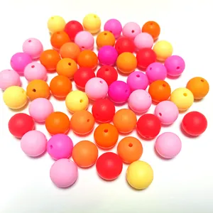 Factory Supplier Baby Teether Silicone Beads Round Teething Chewable Beads For DIY Necklace