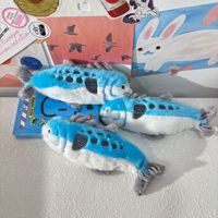 Porte-clés en peluche poisson mignon, pendentif de sac en peluche simulation maquereau tacheté, breloque de sac à dos en peluche douce, cadeau