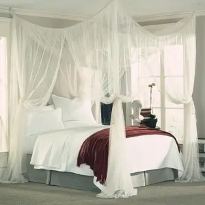 フルサイズのベッドのための長方形の形の掛かる蚊帳の白い家の蚊帳
