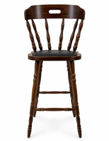 Tabouret de bar en bois avec assise rembourrée en PU, dossier en bois massif, chaise haute de bar pour la maison, l'îlot de cuisine, le pub, le restaurant