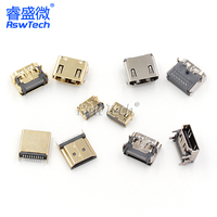 Conector de enchufe de Puerto Hdmi de 19 pines tipo C USB personalizado Cable de fibra óptica de bloqueo con conectores de 90 grados conector de enchufe macho Hdmi