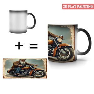 Mug vierge 11oz en céramique noire givrée, thermosensible, à changement de couleur, personnalisable avec message cadeau - Product Image 4