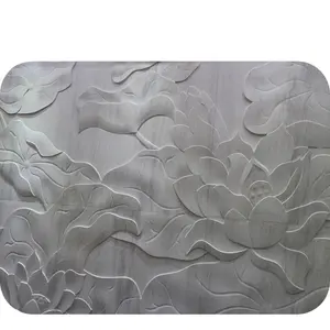 Famoso 3D Lotus patrón de mármol blanco tallado arte de Mural pared Panel de socorro