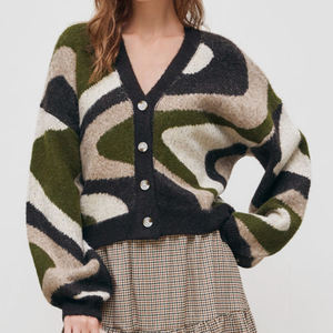 Suéter con Logotipo Personalizado OEM y ODM para Mujer, Diseño Jacquard, Prenda de Punto, Suéter de Algodón para Mujer, Cárdigan, Suéter para Chica - Product Image 4