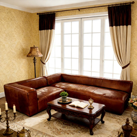Canapé d'angle en cuir véritable personnalisé en forme de L avec chaise longue, droit ou gauche, marron antique, pour sous-sol