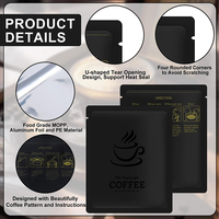 Sachets à fond plat en aluminium noir haute barrière, réutilisables, pour le stockage des grains de café, sacs à café avec valve
