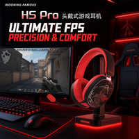 WOOKING HS Pro Triple Mode Wireless untuk Headset Gaming 5.3 dengan Driver Dinamis 50mm, Earbuds Latensi Rendah, Mikrofon, PC Over-Ear