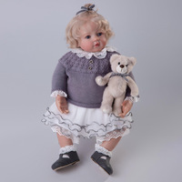 Poupée Reborn réaliste de 26 pouces en plastique et peluche, modèle jouet avec corps en tissu, compagnon apaisant pour l'éducation précoce des enfants