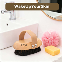 Brosse sèche en cuivre avec logo personnalisé Peigne pour le corps Épurateur ionique Manche en bois Outil de massage exfoliant Prise antidérapante Soins de la peau