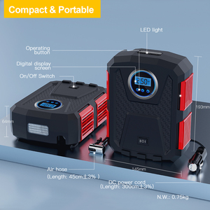 Nâng cấp phiên bản có dây kỹ thuật số 12V DC di động xe máy bơm không khí máy nén lốp inflators xe đạp xe máy lốp Inflator Tự động dừng - Product Image 2