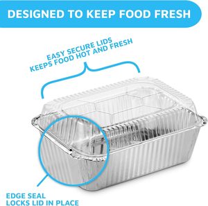 Disposable Food Packaging Aluminum <b>Containers</b> Tin <b>Foil</b> Dishes Catering Aluminium <b>Foil</b> Tray With Plastic Lid 260ml ~ 1750ml - Product Image 4