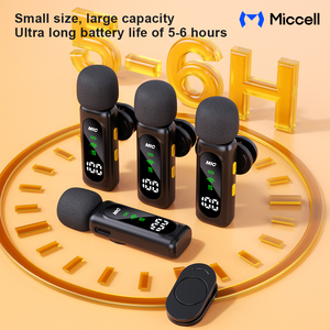Set <span class=keywords><strong>de</strong></span> Micrófonos Lavalier Inalámbricos con 4 Mini Micrófonos <span class=keywords><strong>de</strong></span> Clip, Pantalla OLED, Batería <span class=keywords><strong>de</strong></span> 5-6H para Transmisión en Vivo desde Smartphones y Enseñanza - Product Image 6
