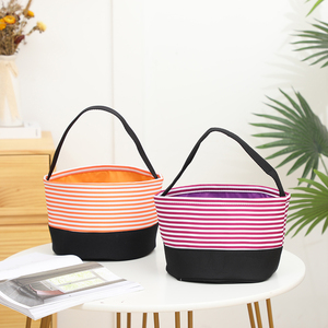 Seau d'Halloween en toile rayée personnalisé en gros, panier à bonbons réutilisable pour enfants - Product Image 4