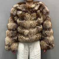 Jancoco Nouvelle Arrivée Manteau Court à Col Rond Personnalisé pour Femme en Véritable Fourrure de Renard pour Soirée