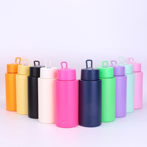 water bottle stainless steel 1000ml bpa-free Hidden <b>straw</b> lid silicone carry strap 304 stainless steel water bottle 1 litre - Product Image 3