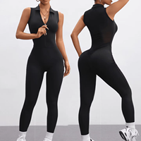 Nouvelle Arrivée Combinaison Femme Personnalisée à Demi-Zip Sans Manches Extensible Tenue de Sport Légère Body de Fitness avec Dos en Maille Ajourée