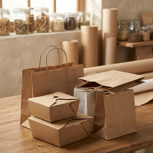 Sac cadeau en papier kraft écologique recyclable avec poignée en corde, imprimé sur mesure, sac de courses brun de qualité alimentaire pour l'emballage à emporter - Product Image 1