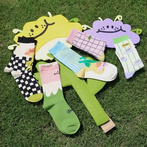Spring Summer Plaid <b>Socks</b> Women Literary Fresh Style Contrast Color Cotton <b>Socks</b> Wholesale - Product Image 1