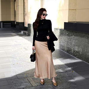CV469 Trendy Solid Satin High Waist Pencil <b>Skirt</b> Quick Dry <b>Office</b> Party <b>Skirt</b> Fast Shipping - Product Image 1