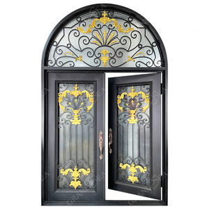 Il miglior cancello per <span class=keywords><strong>porta</strong></span> in ferro battuto antiruggine esterno ad arco superiore con vetro artistico per la <span class=keywords><strong>porta</strong></span> d'ingresso della Villa - Product Image 2
