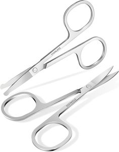 Mini tijeras curvas con punta redonda de acero inoxidable, tijeras de precisión para recortar cejas, vello de nariz, barba y pestañas - Product Image 1
