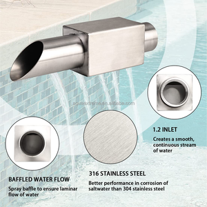 หัวน้ำพุทรงกลม <span class=keywords><strong>PONDO</strong></span> ขนาด 1.5 นิ้ว, รางน้ำสแตนเลส 316 พร้อมแผ่นกั้นน้ำแบบพ่นสำหรับสระว่ายน้ำและบ่อ - Product Image 3