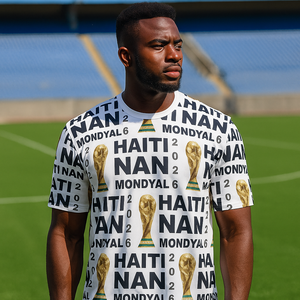 เสื้อยืดผู้ชายไซส์ใหญ่ลายฟุตบอลเฮติ รุ่น Factory <span class=keywords><strong>Outlet</strong></span> 2026 ออกแบบพิเศษ พิมพ์ลายได้ตามต้องการ คุณภาพสูง ผลิตจากโพลีเอสเตอร์ เสื้อเจอร์ซีย์เฮติ - Product Image 2
