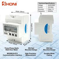 HONI HQ-WIFI-METER-4P WiFi Smart Three Phase Rail Energy Meter 100A AC 110V/220V 50/60Hz LCD Digital KWh Meter Pengukur Energi Berlebih