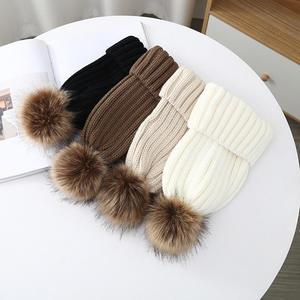 Winter Knitted Hats Bobble Hat Faux Fur Ball <strong>Pom</strong> <strong>Pom</strong> Cap Acrylic Luxury <strong>Beanie</strong> Hat Removable <strong>Pom</strong> Thick Women Custom Logo Opp Bag - Product Image 6