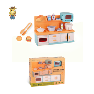 Ensemble de jeu de cuisine intelligent pour enfants en paille de blé et PP, comprenant cuisinière, four, micro-ondes, casseroles, poêles, cuiseur à riz et aliments - Product Image 5
