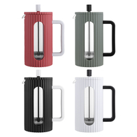 Cafetière à piston en verre côtelé 350ml 600ml 1000ml en borosilicate pour infusion à froid avec filtre 3 niveaux et logo personnalisé