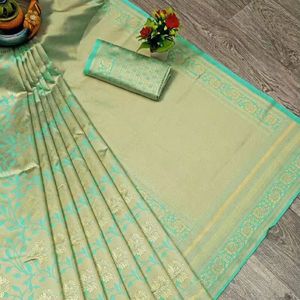 ผ้าซารีเนื้อนุ่ม ผ้าไหมลิชิ ดีไซน์สวยงาม ลายปัลลูหรูหรา งานแจ็คการ์ดทั่วทั้งผืน ซารีงานปาร์ตี้แบบดั้งเดิม ราคาขายส่ง - Product Image 3