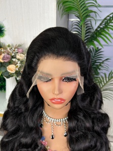 Virgin Indian Loose <b>Body</b> <b>Wave</b> Machine Double Weft Human Hair Extension Natural Black Long Wavy Style - Product Image 2
