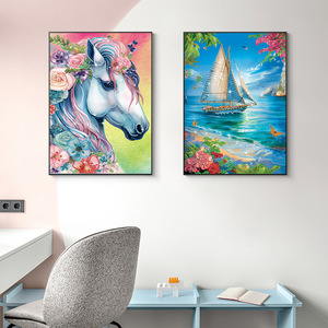 Kits de Peinture <span class=keywords><strong>Diamant</strong></span> DIY Paysage <span class=keywords><strong>Licorne</strong></span> Diamants Scintillants de Formes Spéciales Peinture Carrée Faite à la Main sur Toile Sans Cadre - Product Image 5