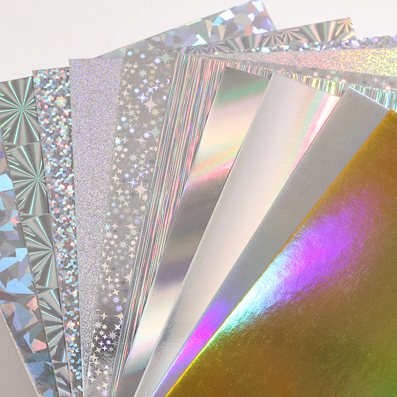 Single-Sided DIY Metallic Cardboard Gold/Silver/Holographic Finish PE Coated Waterproof Craft Paper & Paperboards for Projects