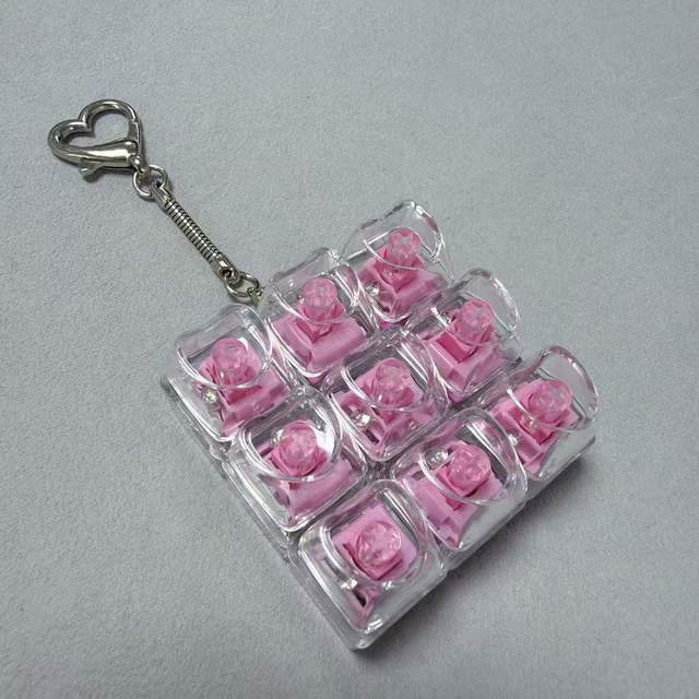 Custom 9 Key LED Light up Mechanical Fidget Keyboard Keychain Clicker Toy Switch Tester Keychain