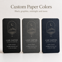 Cartes de visite personnalisées en papier nacré noir avec logo hexagonal en feuille d'or, couleur anthracite profond, de luxe, de qualité supérieure, design élégant