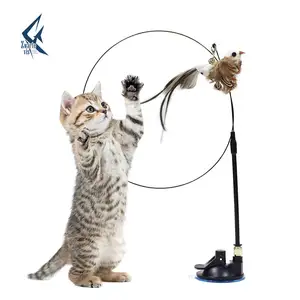 Jouet interactif amusant pour chat, Simulation d'oiseau avec ventouse Super, plume d'oiseau pour chaton, jeu de chasse, exercice, fournitures de jouets pour chat