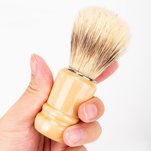 Pinceau à raser en poils de sanglier naturels Wanmei, manche en bois massif, 9,5 pouces, pour le soin et la préparation de la barbe masculine - Product Image 2