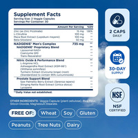 Complément NAD pour hommes, NAD+ liposomal, oxyde nitrique, compléments pour la santé de la prostate avec resvératrol, CoQ10, L-citrulline et lycopène