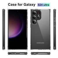 Étui de téléphone portable magnétique transparent en TPU acrylique antichoc à quatre coins pour Samsung Galaxy S24 Ultra S23 S25 S26 Plus