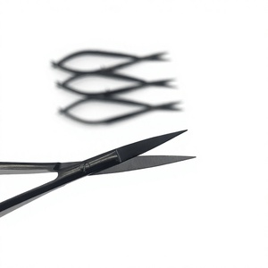 Nouvel arrivage : Ciseaux de beauté à ressort, à lame droite en acier inoxydable, pointe affûtée, couleur plasma noir - Product Image 5