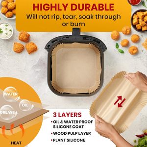 Feuilles de cuisson jetables pour friteuse à air, 8 pouces, antiadhésives, en papier sulfurisé non blanchi pour la cuisson - Product Image 4