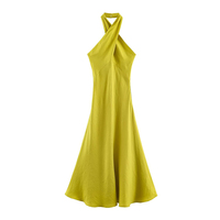Robe Midi Chic et Tendance pour Femme PB&ZA Été 2026 – Nouvelle Collection, Sans Manches, Couleur Unie, Col Halter, Élégante, Simple, Dos Nu