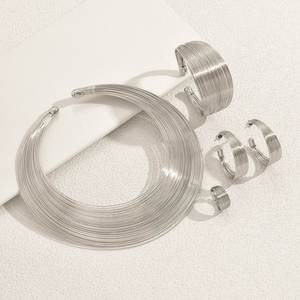 Juego de Joyería de Aleación para Mujer, 4 Piezas, Chapado en Oro, Geométrico, Multicapa, Exagerado, para Fiestas, Venta al por Mayor - Product Image 4