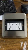 Enchufe de Piso de Acero Inoxidable MAADN IP44 con Cubierta Deslizante Oculta y Tapa Deslizante, 2 Tomas de Corriente, Enchufe MF para Uso en Oficina